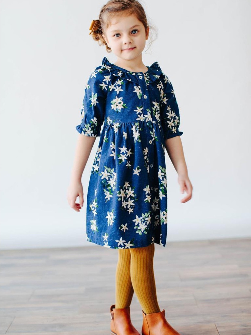Toddler Navy Floral Hooded Dress by